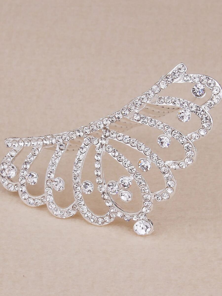 1個 クラウン型 くし 付き ラインストーン デコレーション