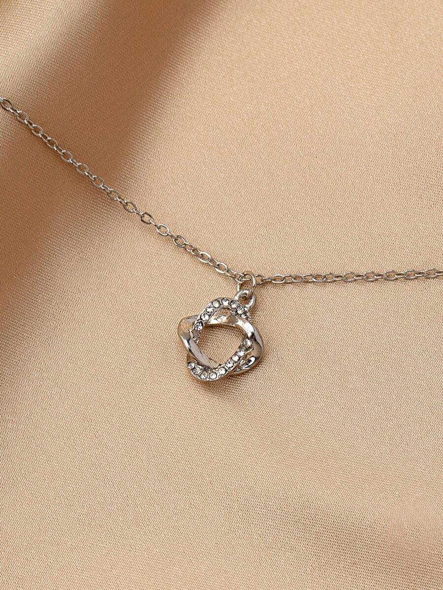 ジュエリーギフト 18Kゴールドおよびシルバープレートホロー・アウト・サークル・ジオメトリックカラーボーンネックレス 1本