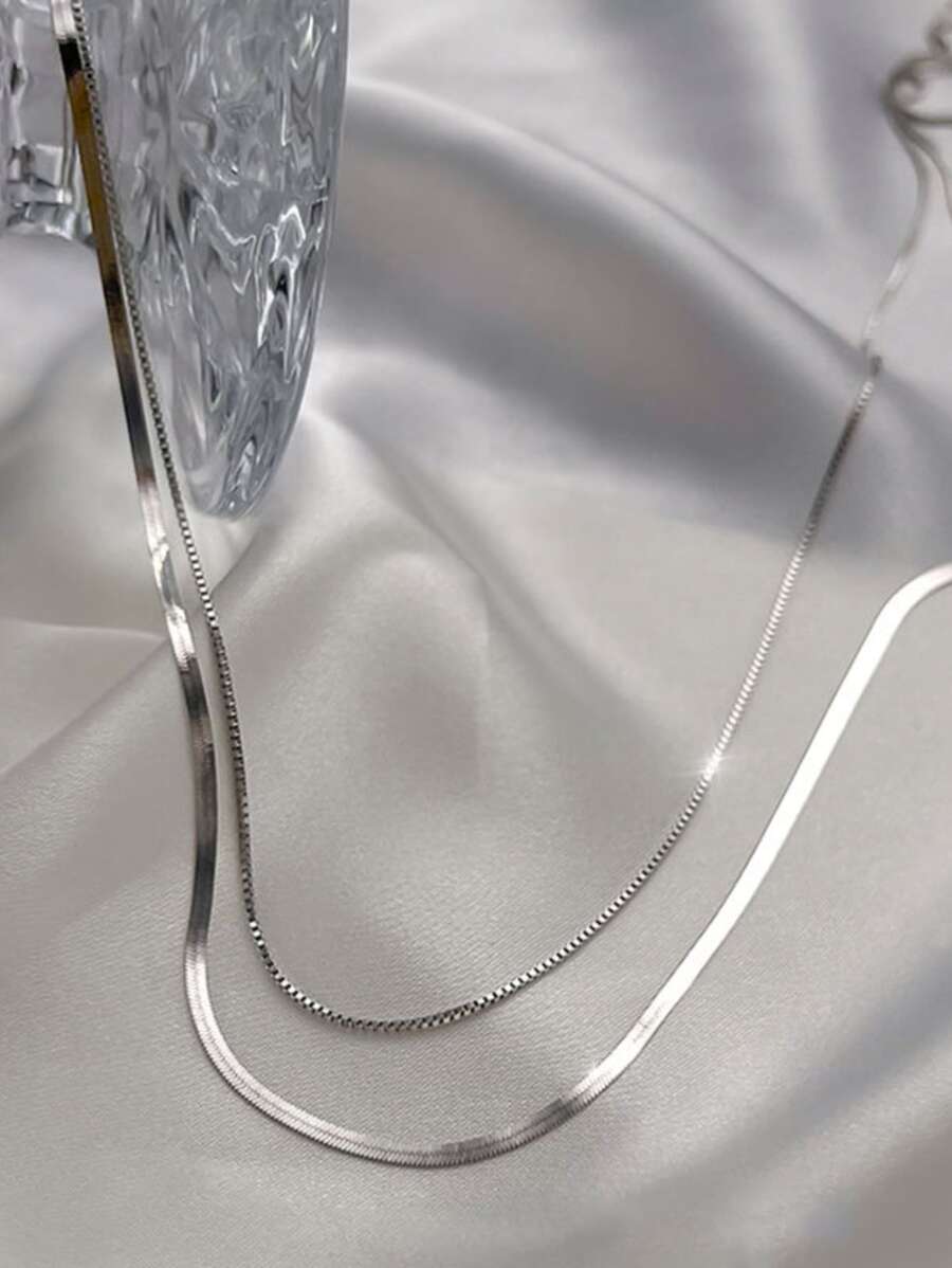 ダブルレイヤー ネックレス レディース 2連 ペンダント アクセサリー シンプル エレガント