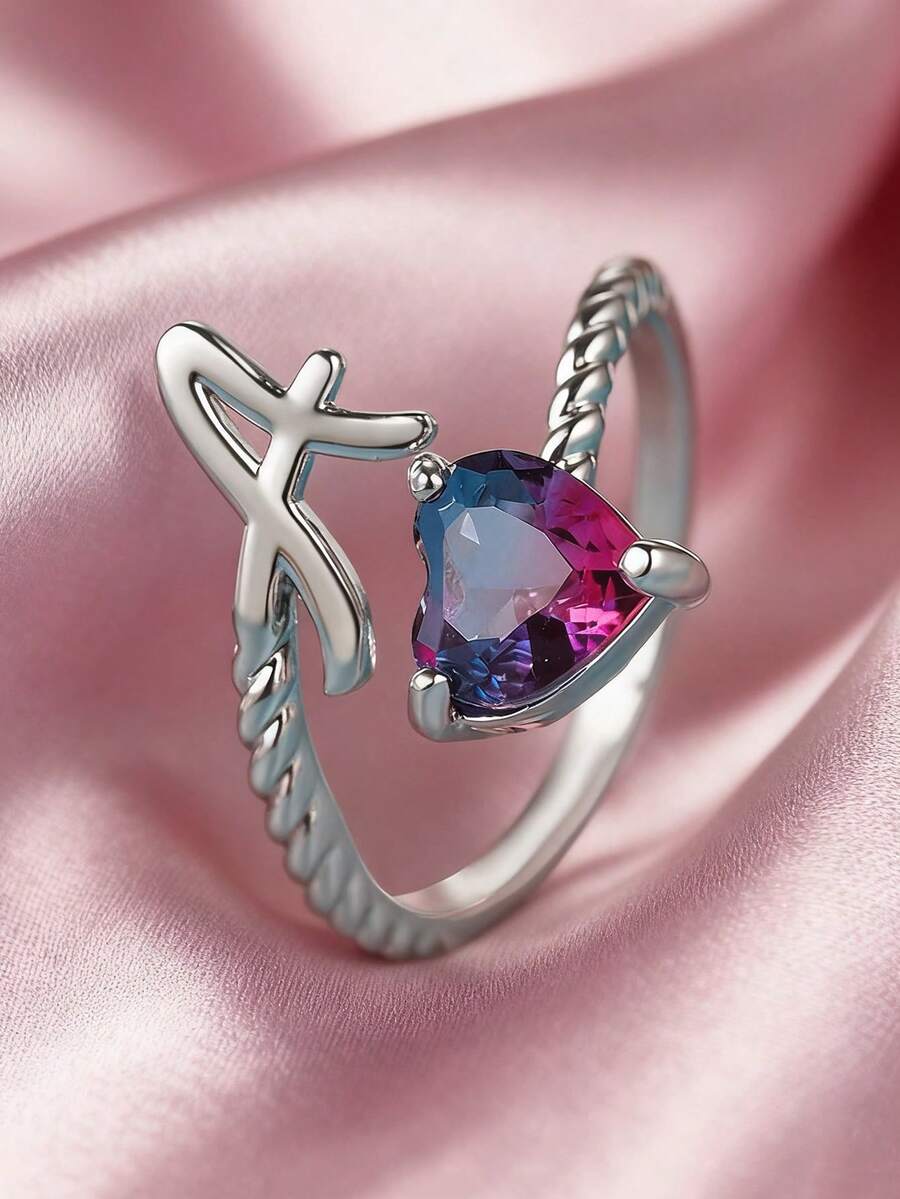 1個 ファッショナブルな単純なフェイクパールとクリスタルインレー オープンリング、女性の日常着や休日の装いに適しています