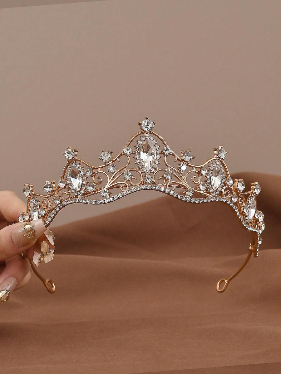 天使のデザインとキラキラしたラインストーンが美しいティアラヘッドピース、18歳の誕生日やウェディング式典に最適、電気不要、羽なし