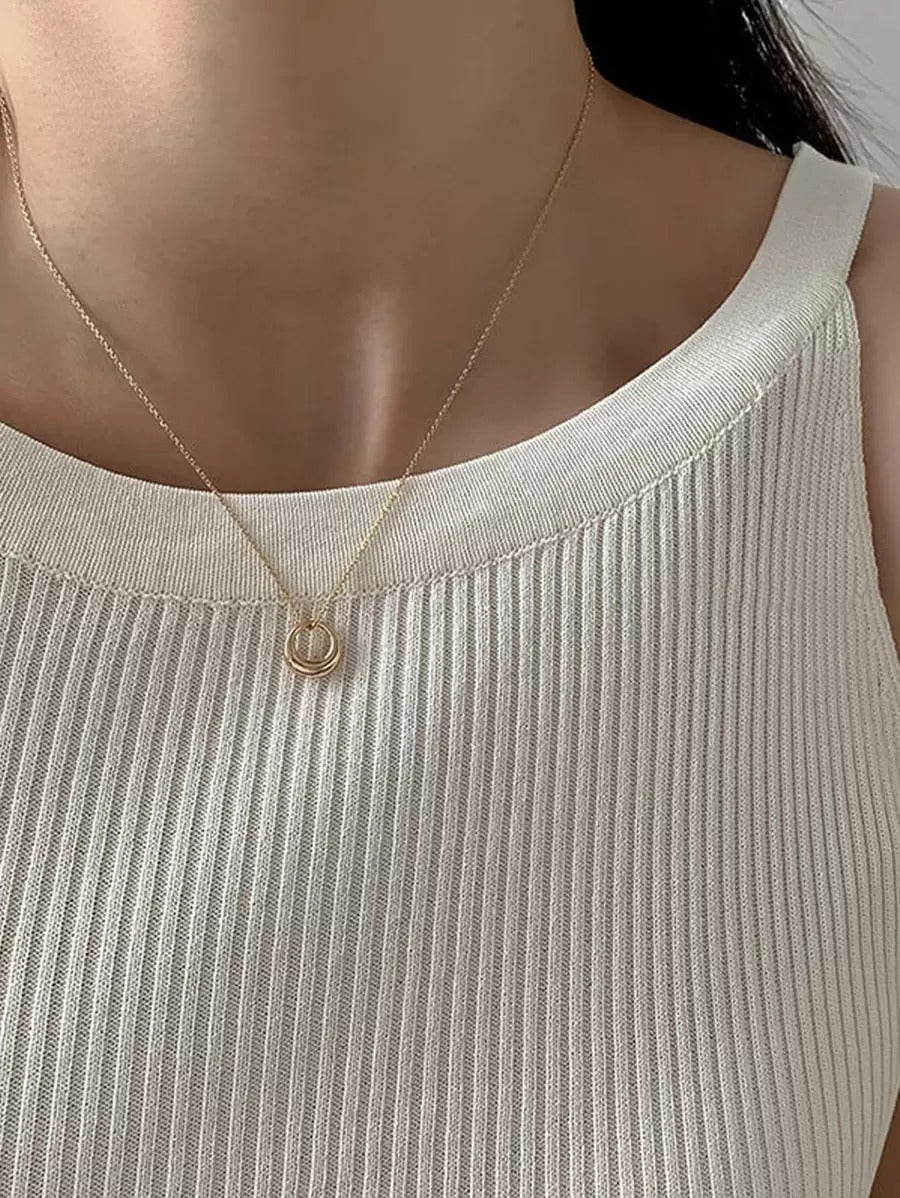 1個 ミニマリストなエレガントなサークルペンダントネックレス