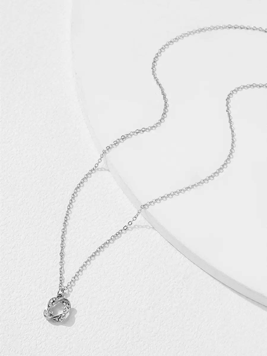 ラインストーンデコレーション リングチャーム ネックレス