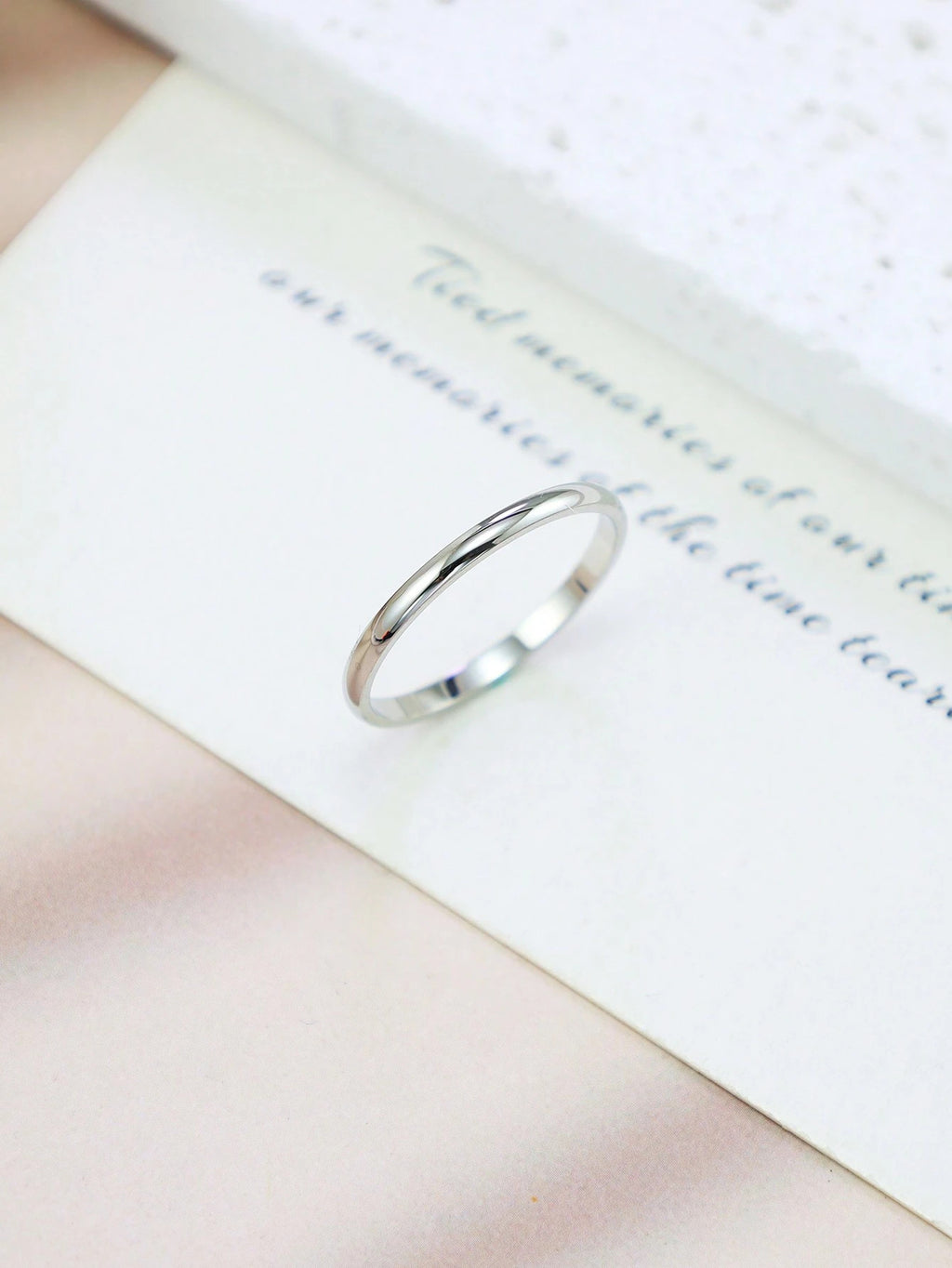 1個 ステンレススチール製 シンプル 幅2mm レディース リング、クラシックなカップル ウェディングバンド