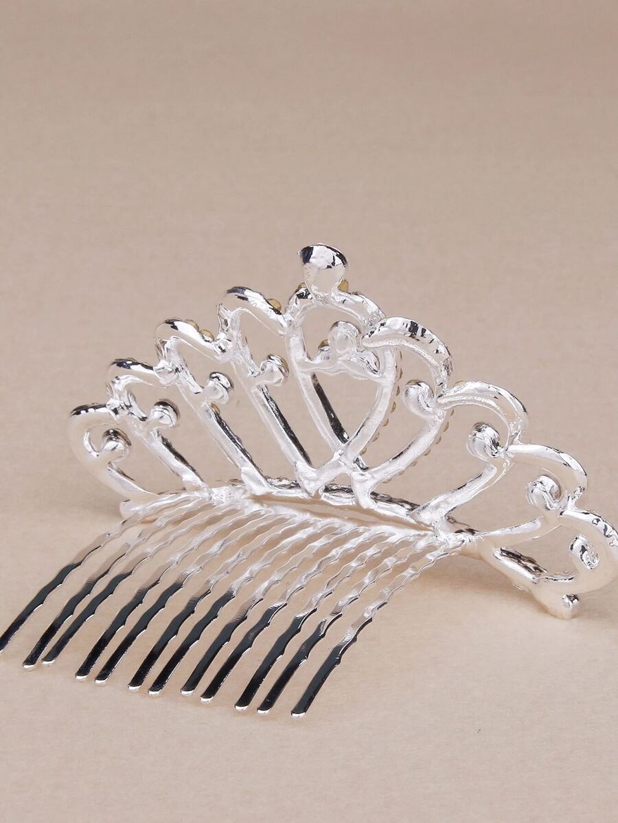 1個 クラウン型 くし 付き ラインストーン デコレーション