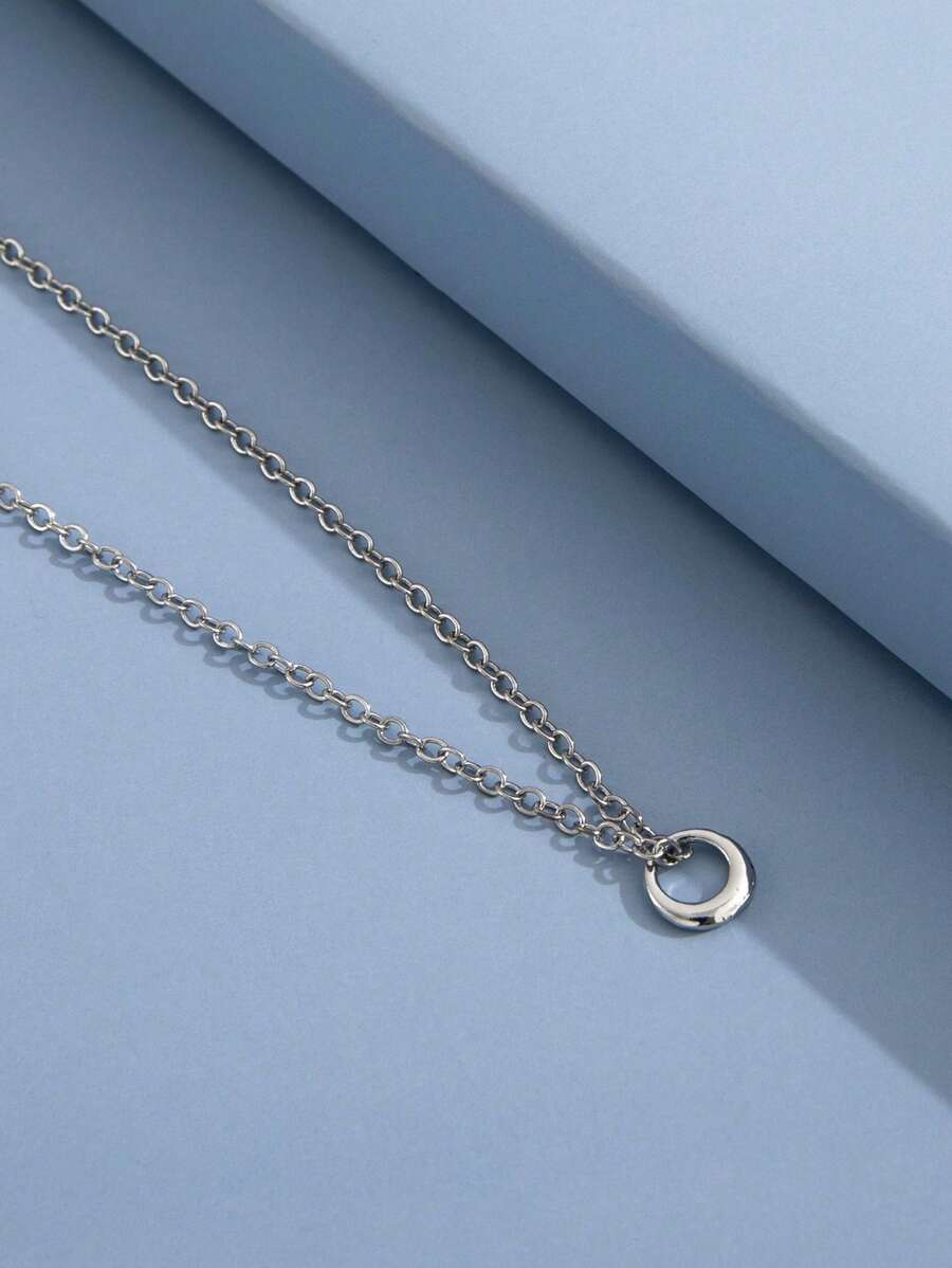 1個 ミニマリストなエレガントなサークルペンダントネックレス