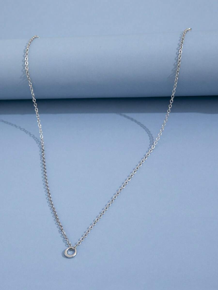 1個 ミニマリストなエレガントなサークルペンダントネックレス