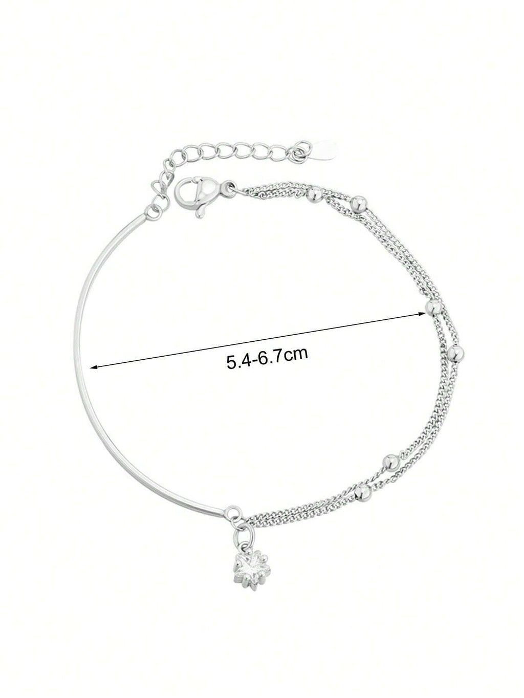 シンプルなハーフチェーンブレスレット デザインにスターが入っていて女性らしさを演出 2層構造