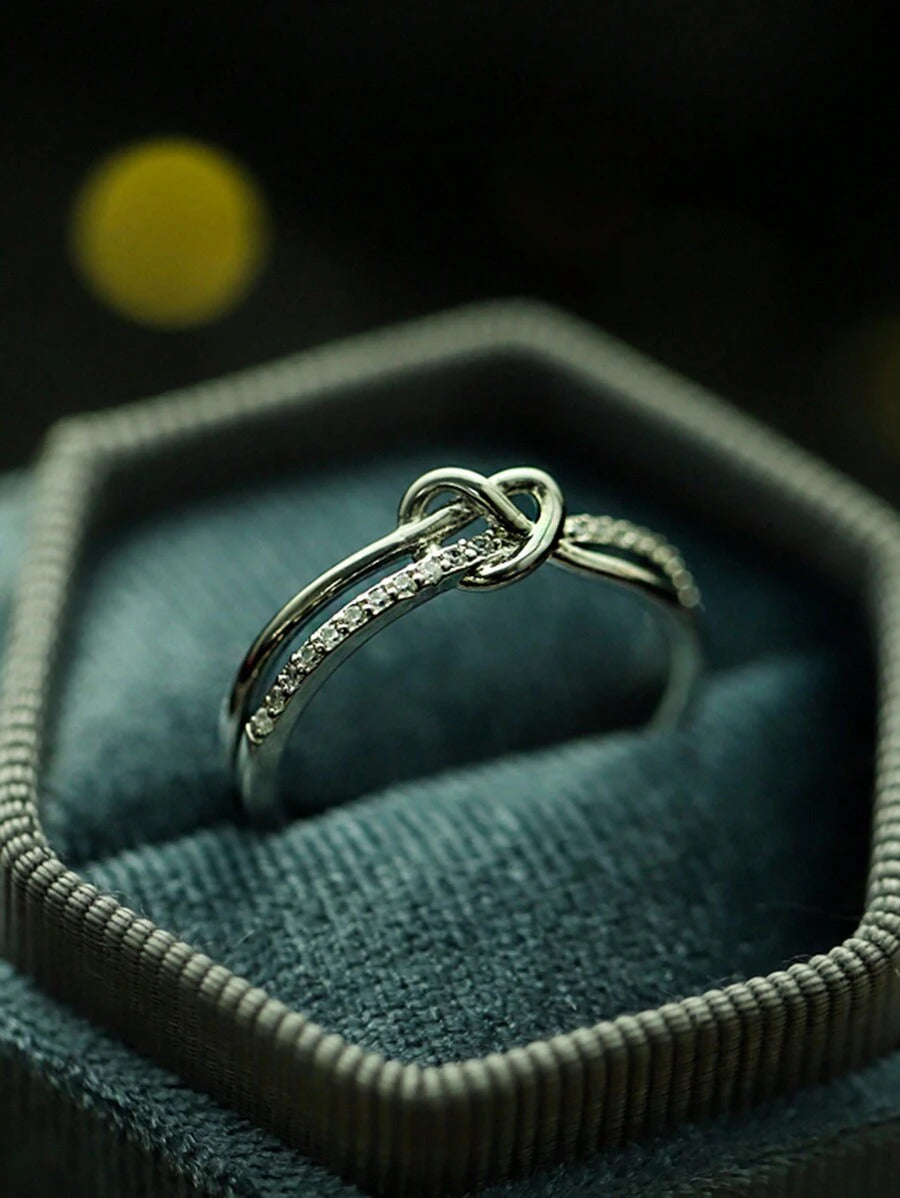 エレガントなクロス デザイン ラインストーン 銅&シルバーカラーのオープンリング、日常、パーティー、集まりに適しています