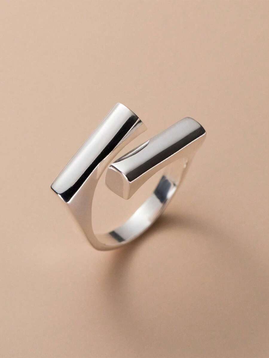 1個 シンプルブロック段差リング レディース カップル用 幾何学 滑らか ファッション パーティージュエリー ギフト