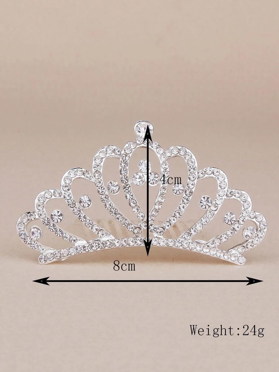 1個 クラウン型 くし 付き ラインストーン デコレーション