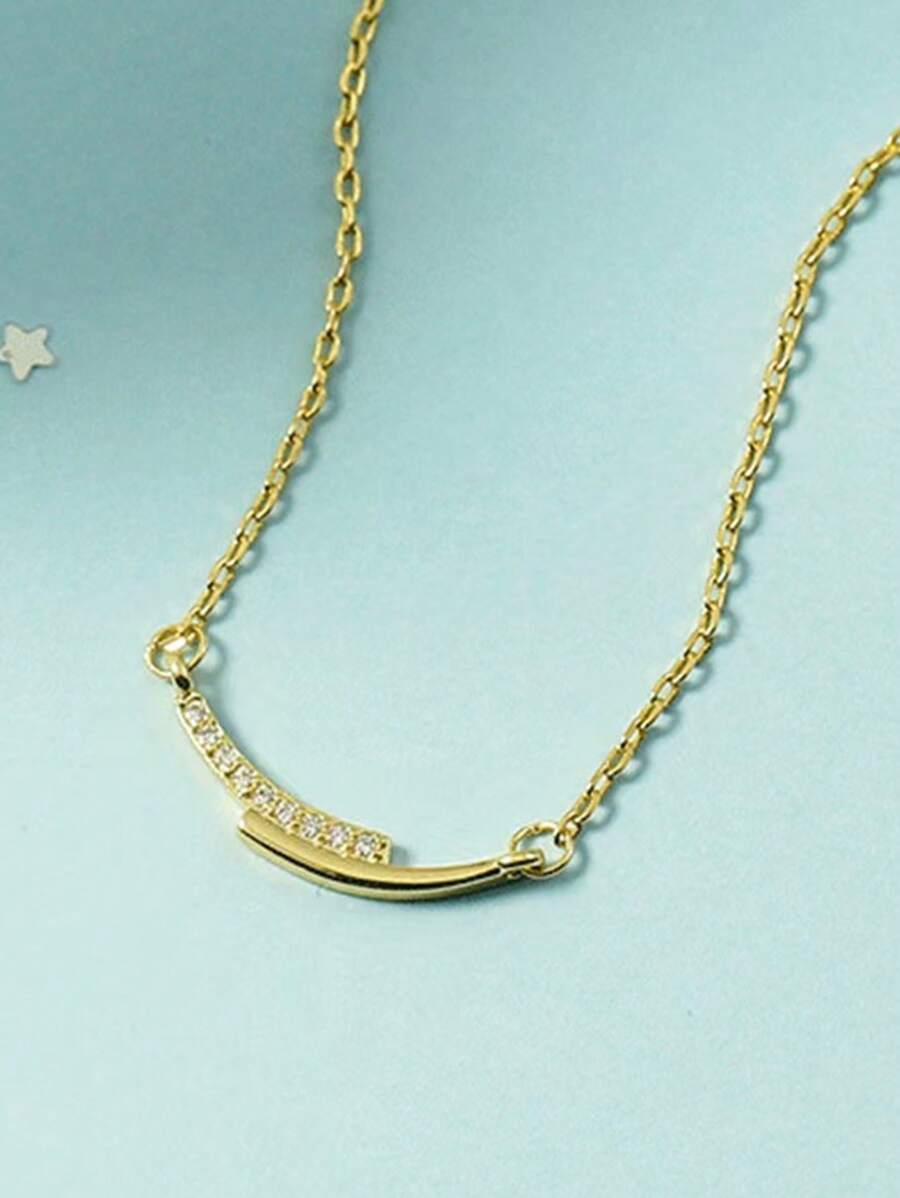 1個 ジルコニアきらきら輝くスマイルネックレス、ミニマリスト、軽量、高級感、ファッショナブル、多用途のジュエリー、女性のお集まり、パーティー、デート、お祭りやギフトに適しています