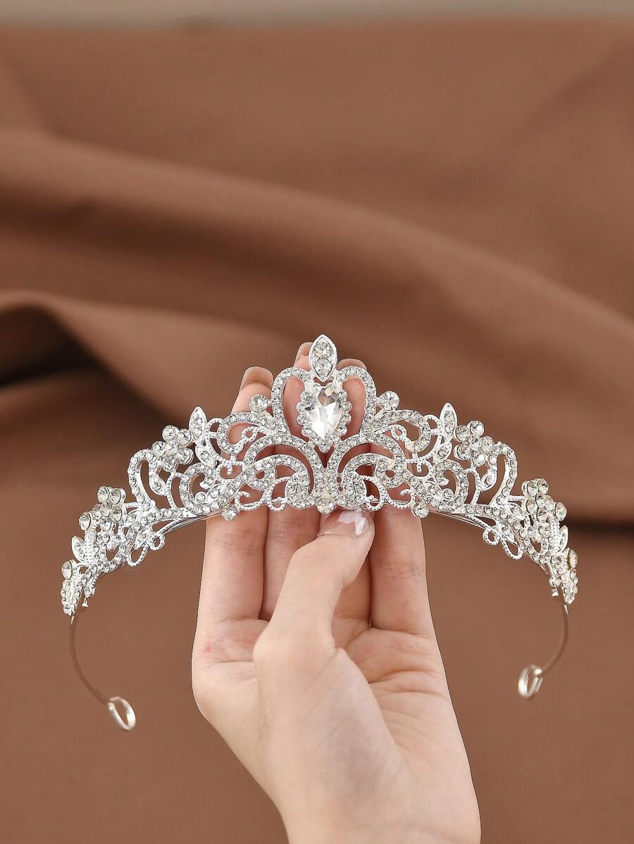 1個 ブライダルクラウン 花嫁冠婚葬祭ティアラヘッドバンド、クリスマス、ハロウィン、誕生日パーティーのアクセサリー