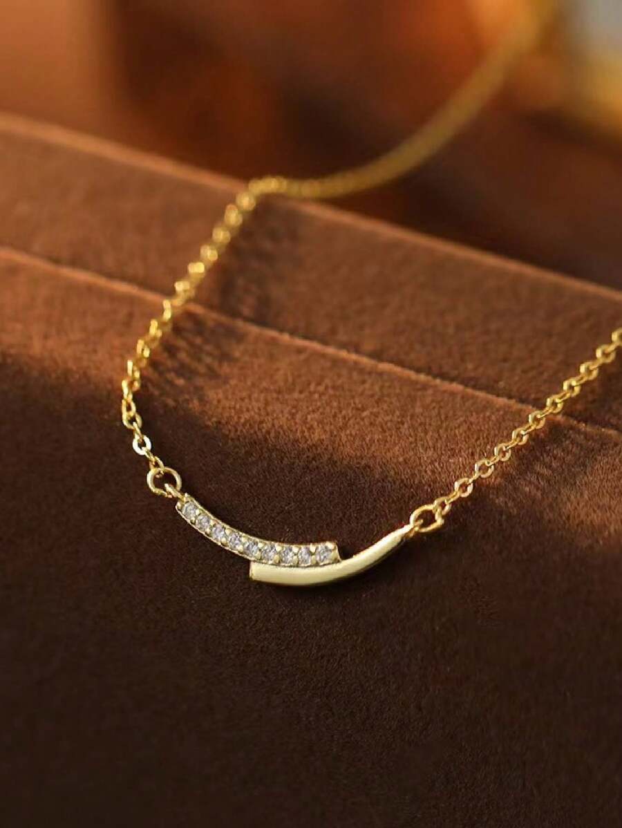 1個 ジルコニアきらきら輝くスマイルネックレス、ミニマリスト、軽量、高級感、ファッショナブル、多用途のジュエリー、女性のお集まり、パーティー、デート、お祭りやギフトに適しています