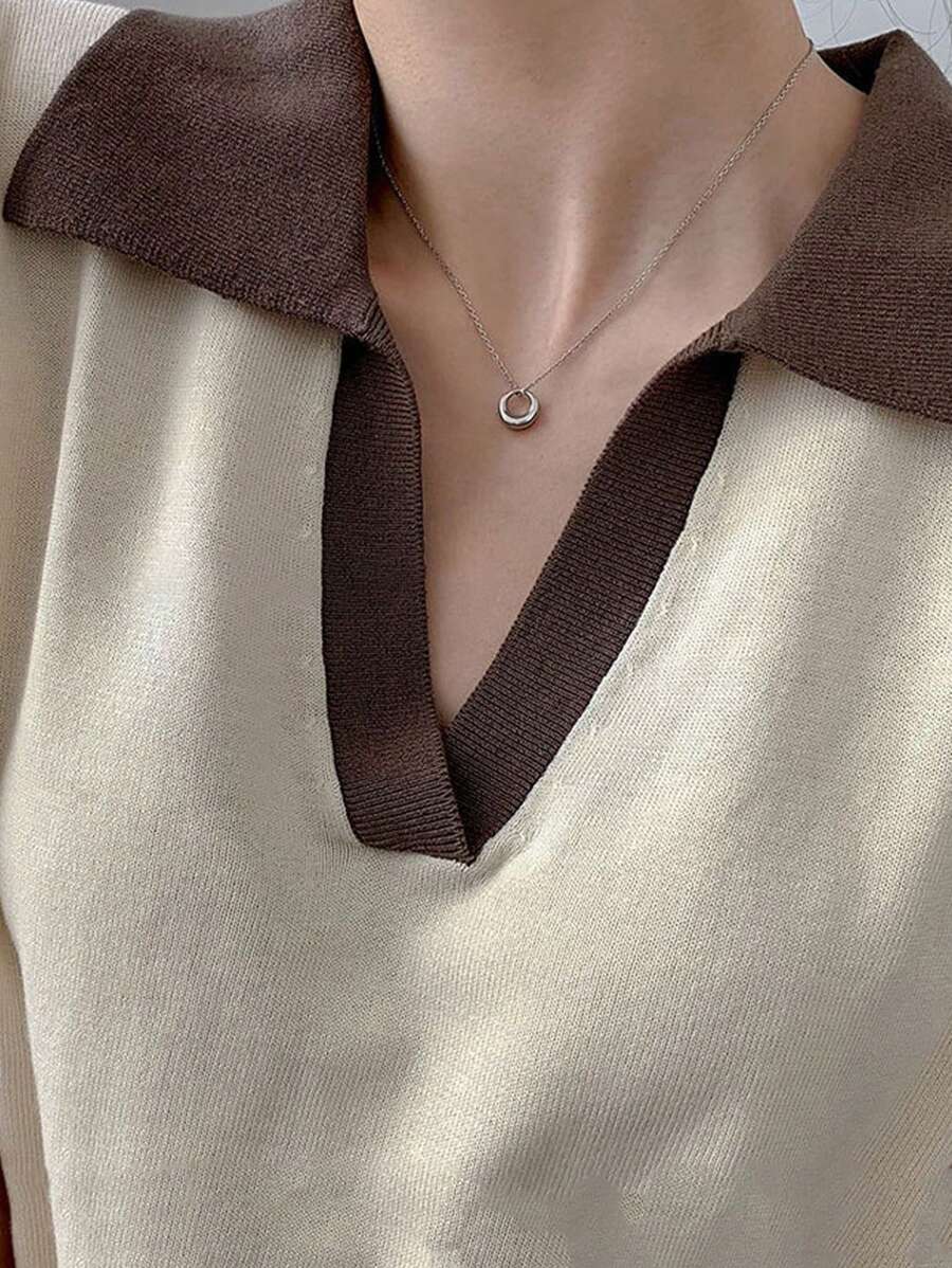 1個 ミニマリストなエレガントなサークルペンダントネックレス