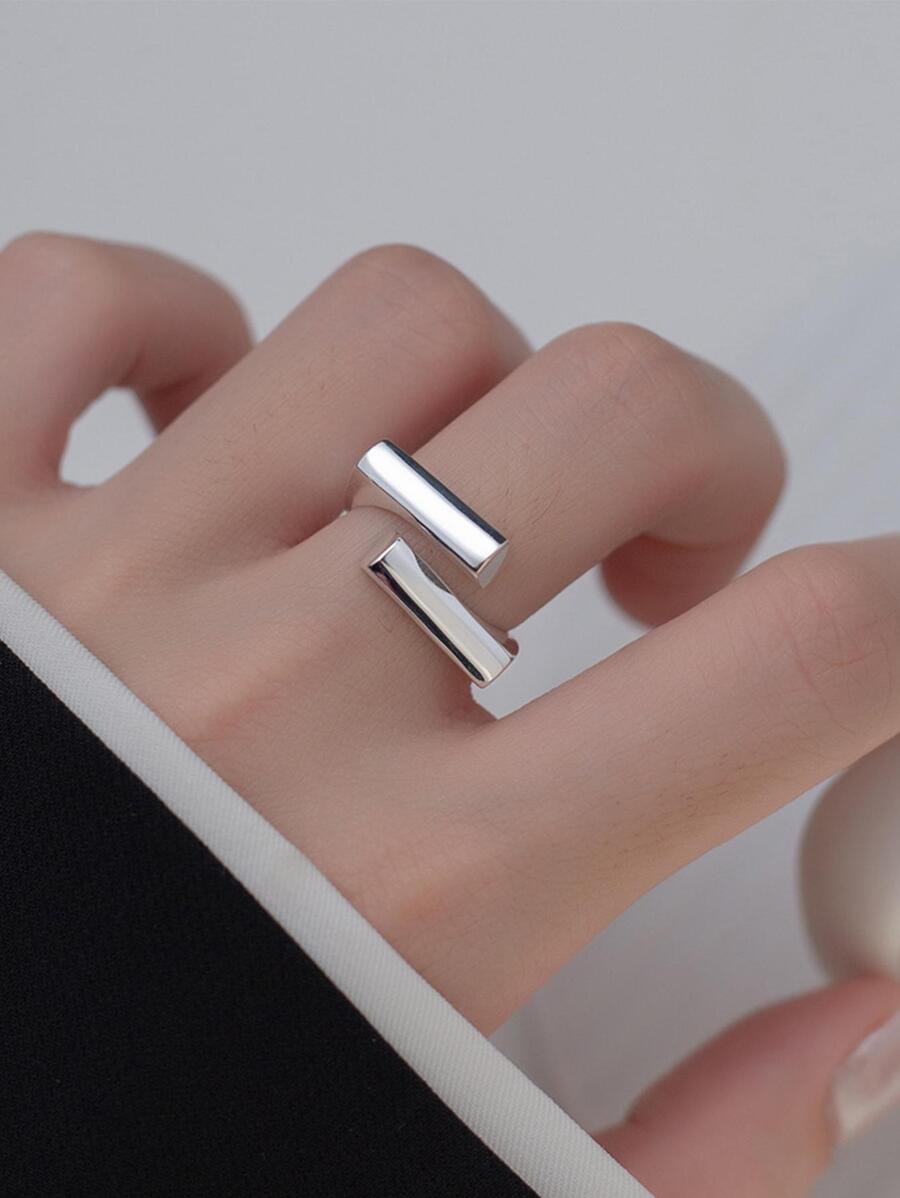 1個 シンプルブロック段差リング レディース カップル用 幾何学 滑らか ファッション パーティージュエリー ギフト