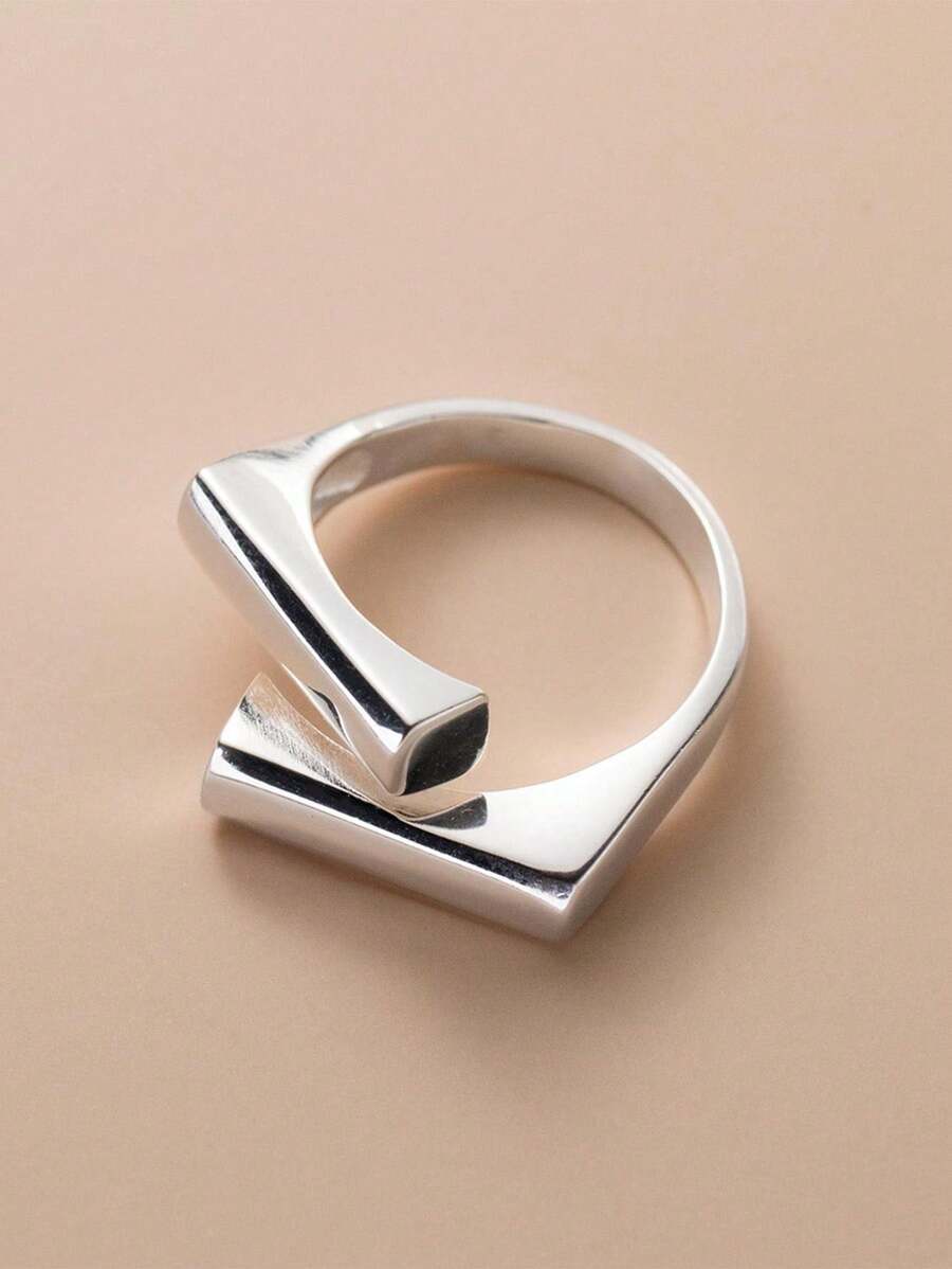1個 シンプルブロック段差リング レディース カップル用 幾何学 滑らか ファッション パーティージュエリー ギフト