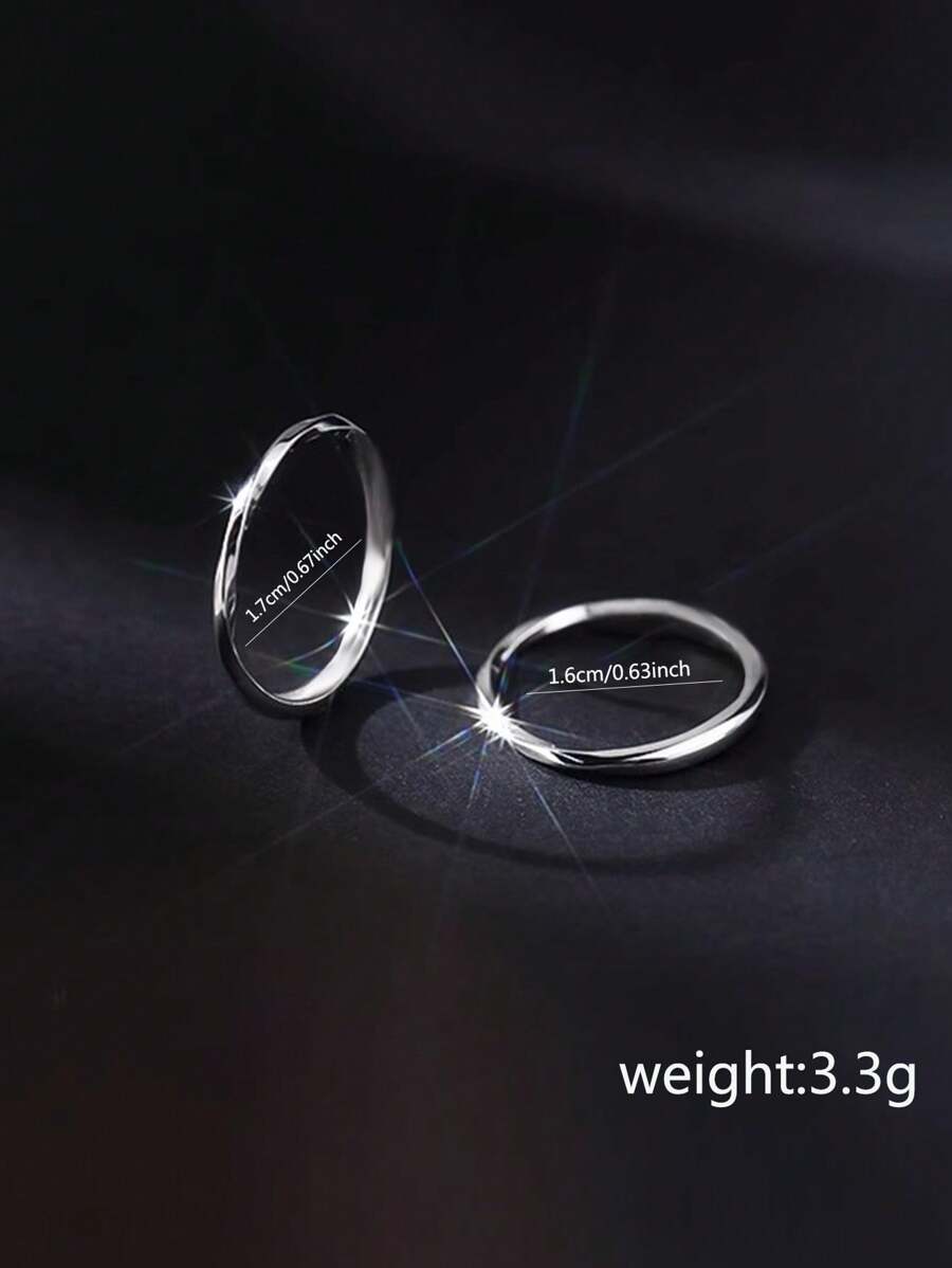 シンプル ステンレススチール ローズゴールド リング女性用 2セット