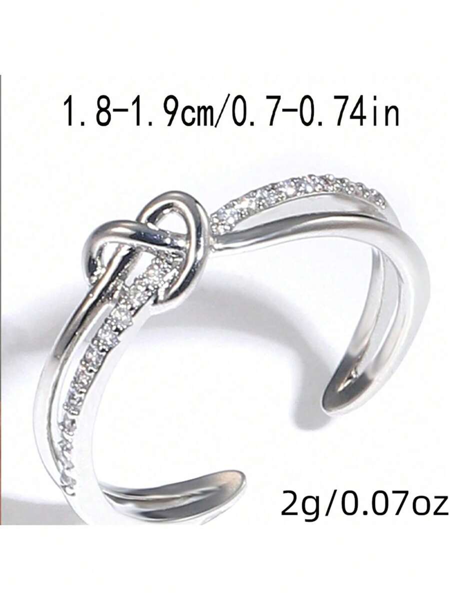 エレガントなクロス デザイン ラインストーン 銅&シルバーカラーのオープンリング、日常、パーティー、集まりに適しています