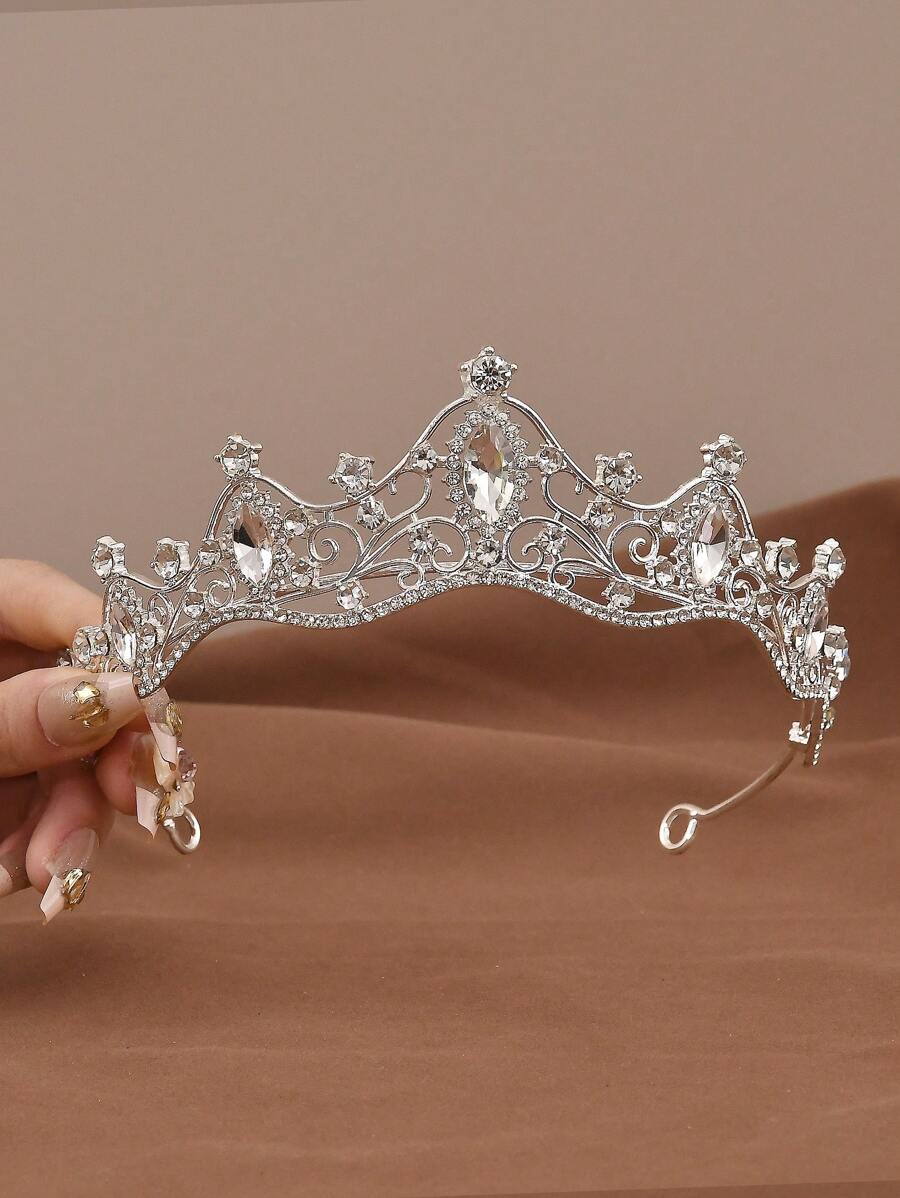 天使のデザインとキラキラしたラインストーンが美しいティアラヘッドピース、18歳の誕生日やウェディング式典に最適、電気不要、羽なし