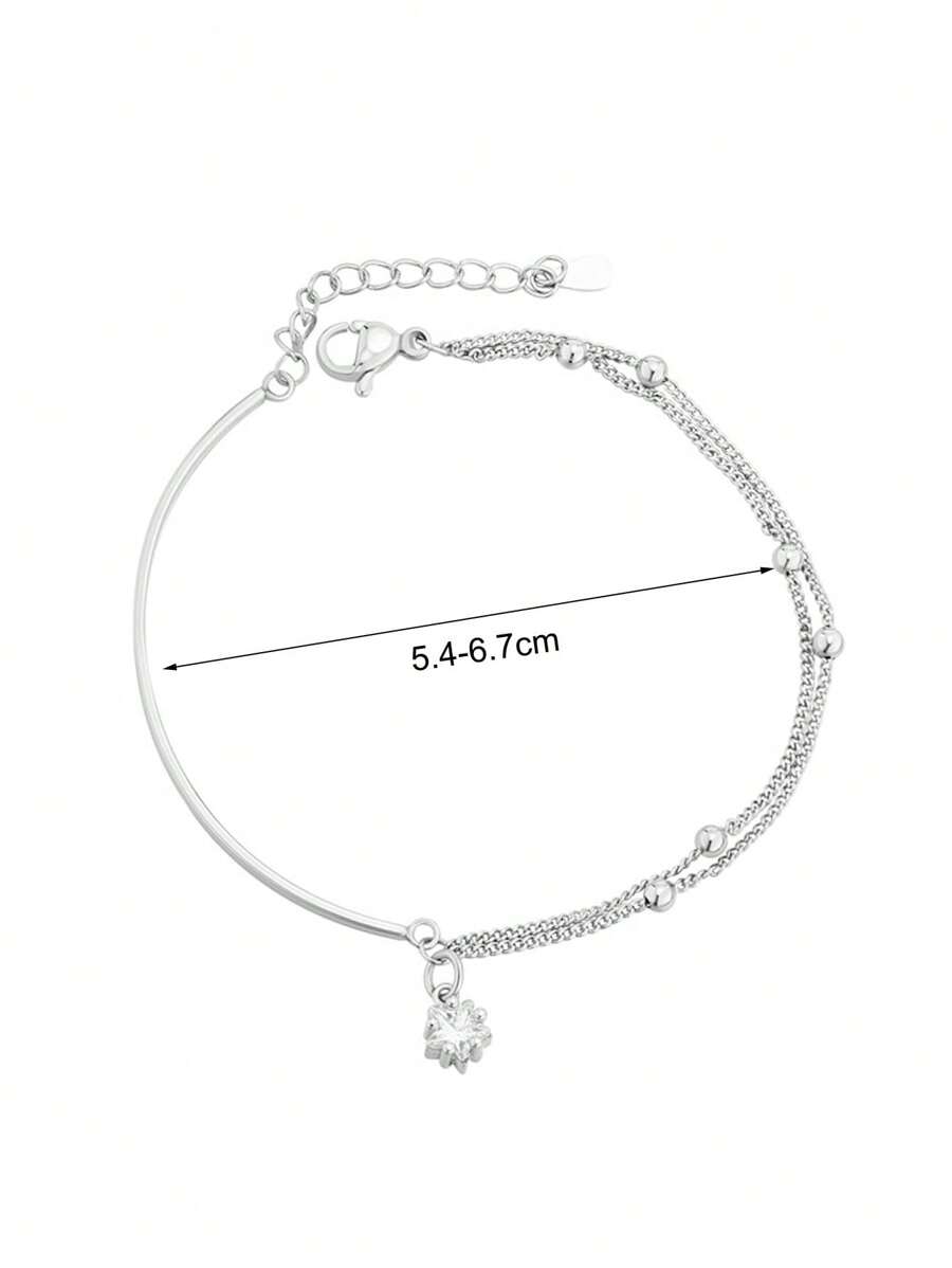 シンプルなハーフチェーンブレスレット デザインにスターが入っていて女性らしさを演出 2層構造