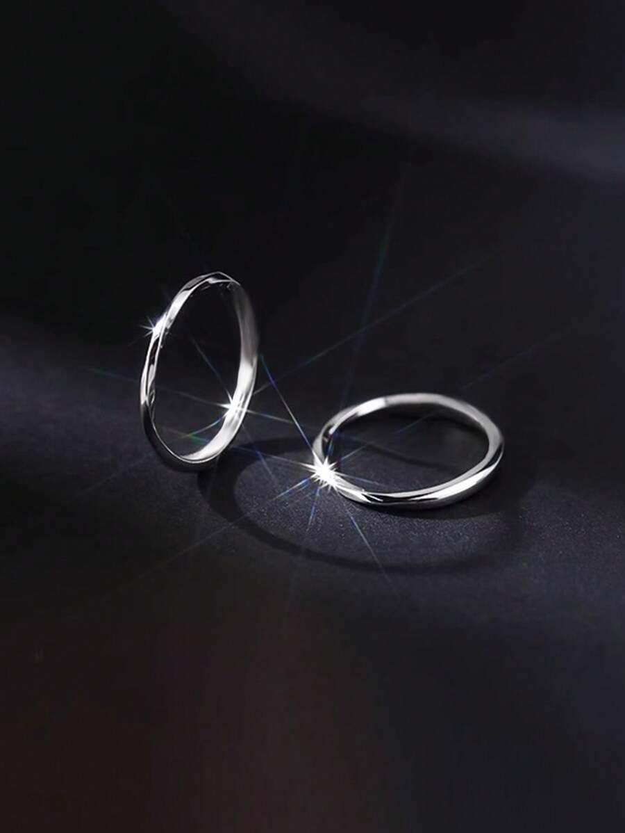 シンプル ステンレススチール ローズゴールド リング女性用 2セット