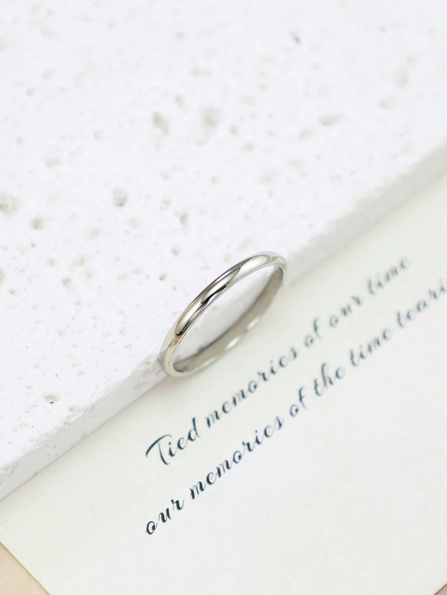 1個 ステンレススチール製 シンプル 幅2mm レディース リング、クラシックなカップル ウェディングバンド