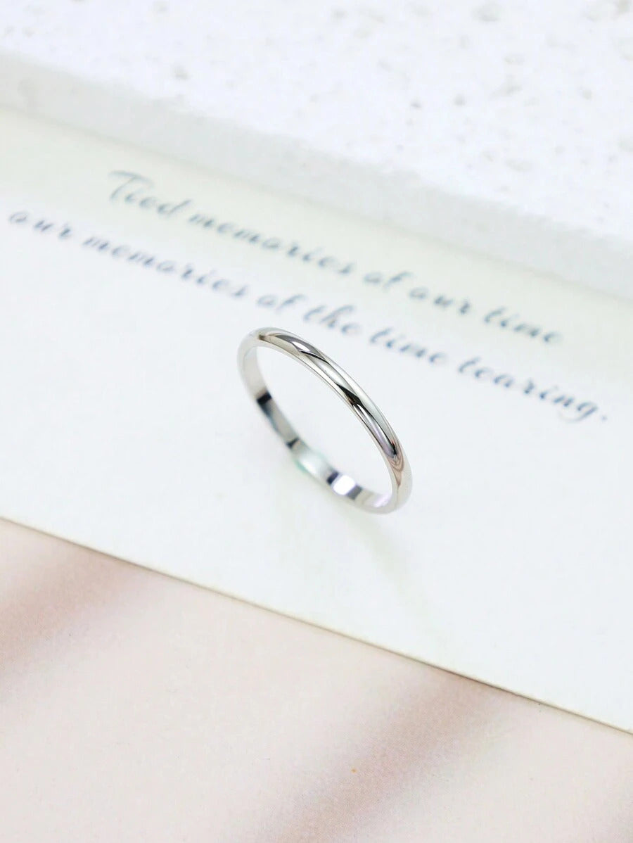 1個 ステンレススチール製 シンプル 幅2mm レディース リング、クラシックなカップル ウェディングバンド