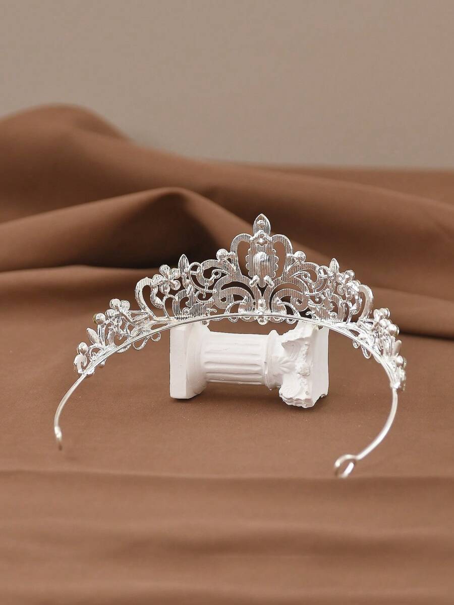 1個 ブライダルクラウン 花嫁冠婚葬祭ティアラヘッドバンド、クリスマス、ハロウィン、誕生日パーティーのアクセサリー