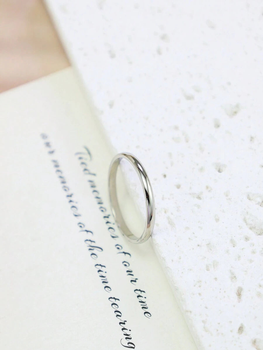 1個 ステンレススチール製 シンプル 幅2mm レディース リング、クラシックなカップル ウェディングバンド