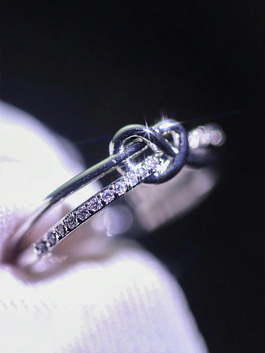 エレガントなクロス デザイン ラインストーン 銅&シルバーカラーのオープンリング、日常、パーティー、集まりに適しています