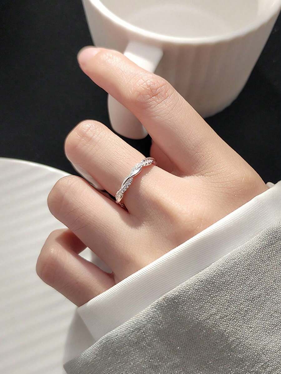 1個 ファッショナブル ツイスト 編み込み リング