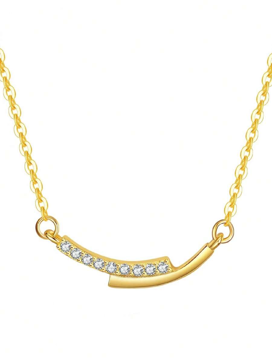 1個 ジルコニアきらきら輝くスマイルネックレス、ミニマリスト、軽量、高級感、ファッショナブル、多用途のジュエリー、女性のお集まり、パーティー、デート、お祭りやギフトに適しています