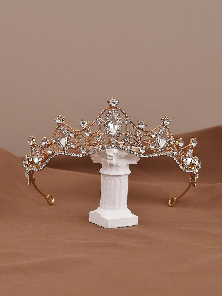 天使のデザインとキラキラしたラインストーンが美しいティアラヘッドピース、18歳の誕生日やウェディング式典に最適、電気不要、羽なし
