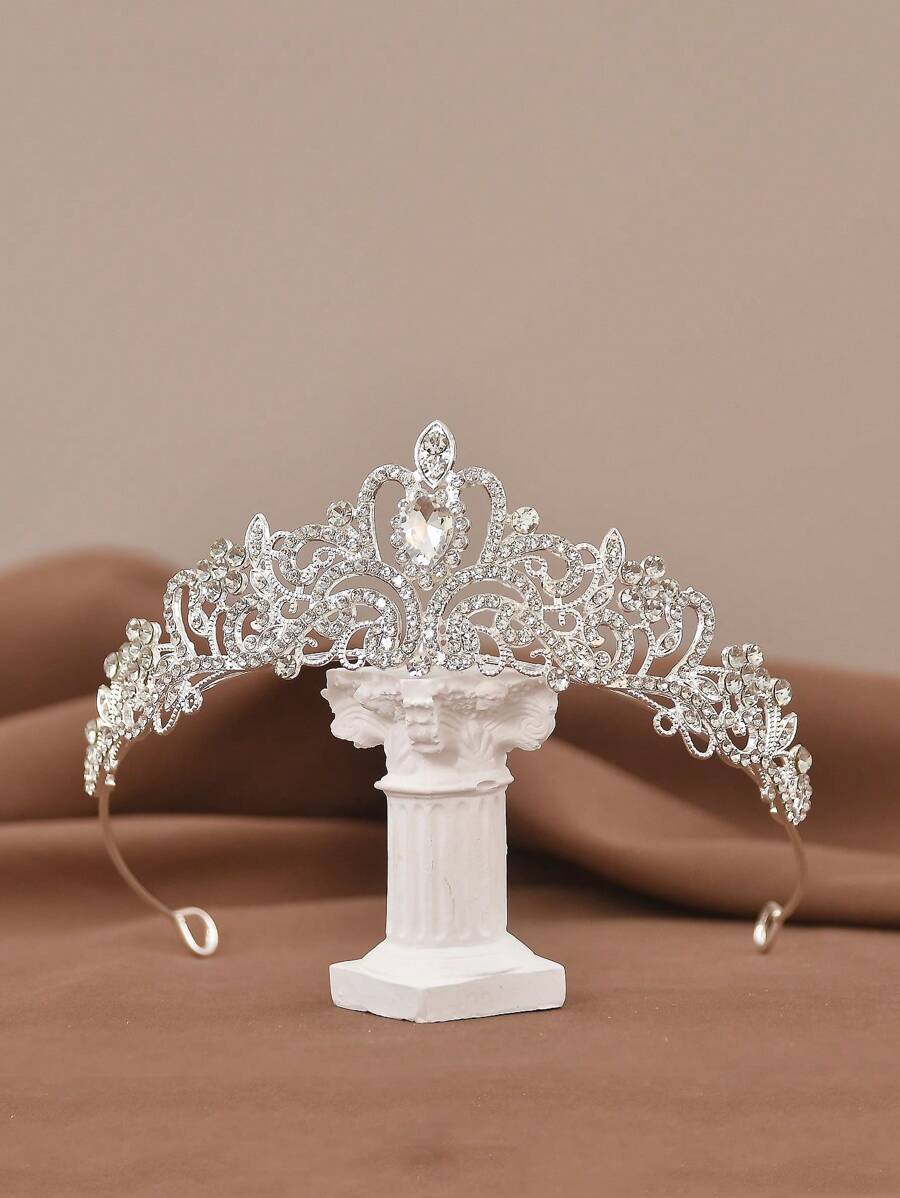 1個 ブライダルクラウン 花嫁冠婚葬祭ティアラヘッドバンド、クリスマス、ハロウィン、誕生日パーティーのアクセサリー