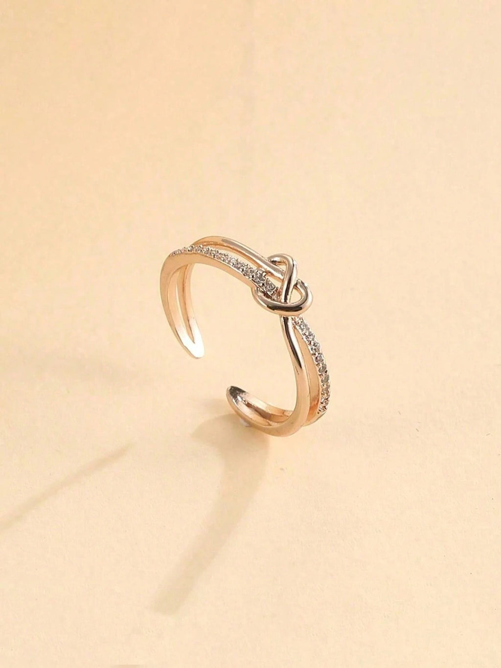 エレガントなクロス デザイン ラインストーン 銅&シルバーカラーのオープンリング、日常、パーティー、集まりに適しています