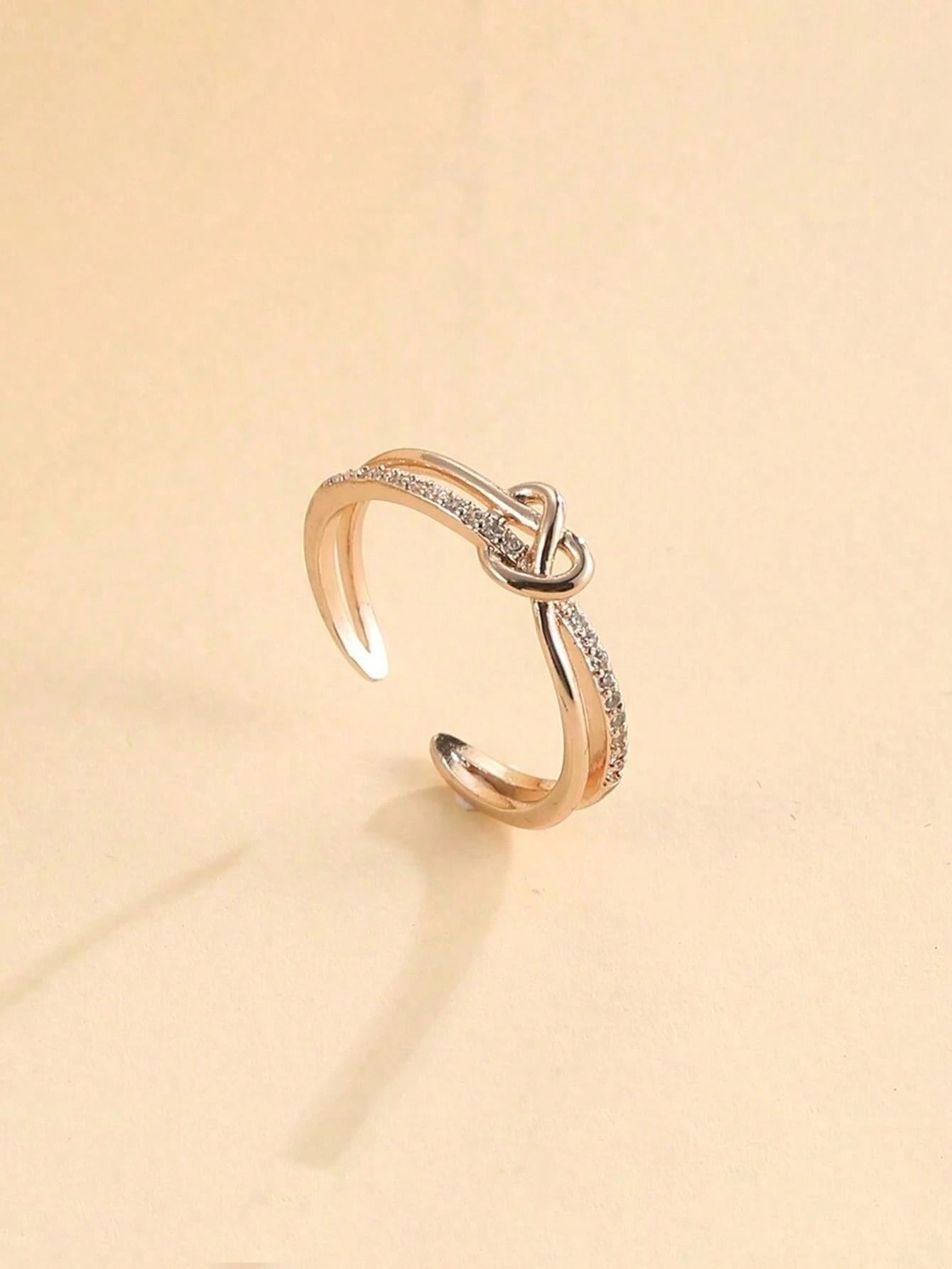 エレガントなクロス デザイン ラインストーン 銅&シルバーカラーのオープンリング、日常、パーティー、集まりに適しています