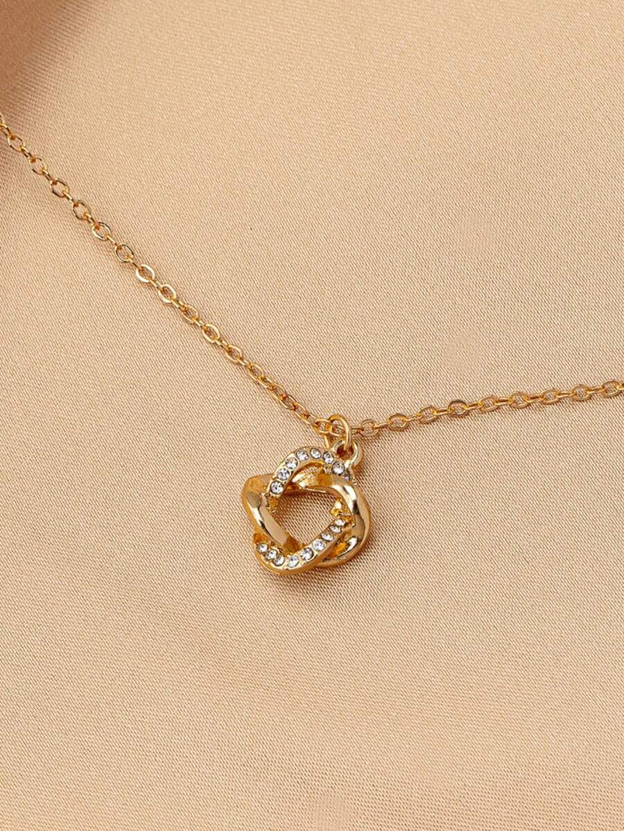 ジュエリーギフト 18Kゴールドおよびシルバープレートホロー・アウト・サークル・ジオメトリックカラーボーンネックレス 1本