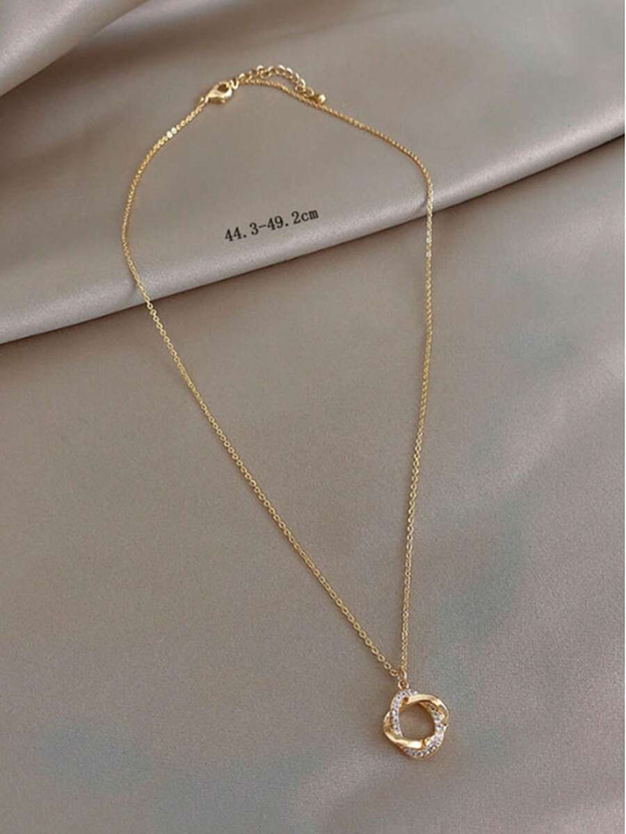 ラインストーンデコレーション リングチャーム ネックレス