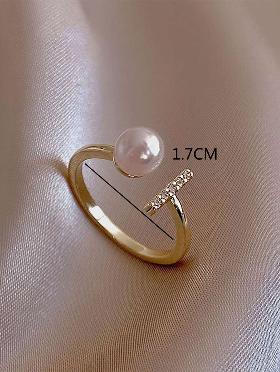 キュービックジルコニア パール装飾 リング