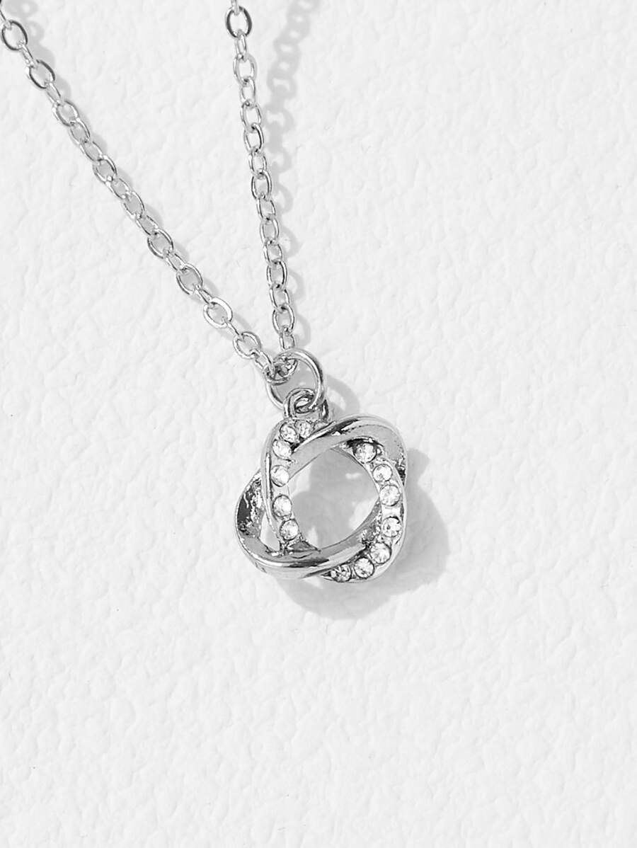 ラインストーン 幾何学模様チャーム ネックレス