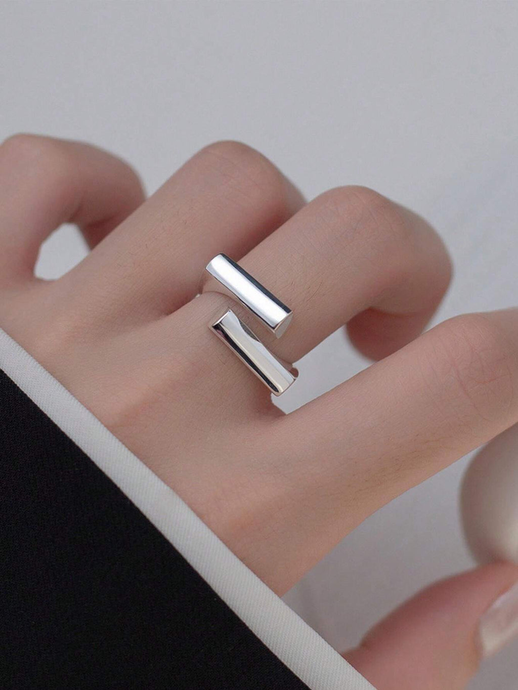 1個 シンプルブロック段差リング レディース カップル用 幾何学 滑らか ファッション パーティージュエリー ギフト