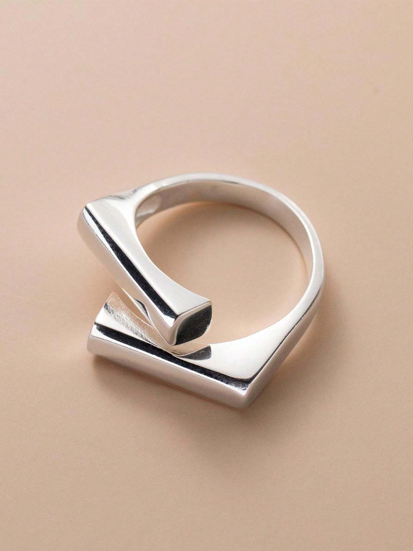 1個 シンプルブロック段差リング レディース カップル用 幾何学 滑らか ファッション パーティージュエリー ギフト