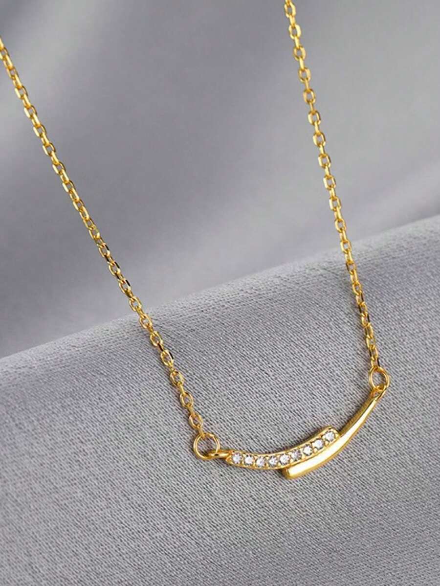1個 ジルコニアきらきら輝くスマイルネックレス、ミニマリスト、軽量、高級感、ファッショナブル、多用途のジュエリー、女性のお集まり、パーティー、デート、お祭りやギフトに適しています