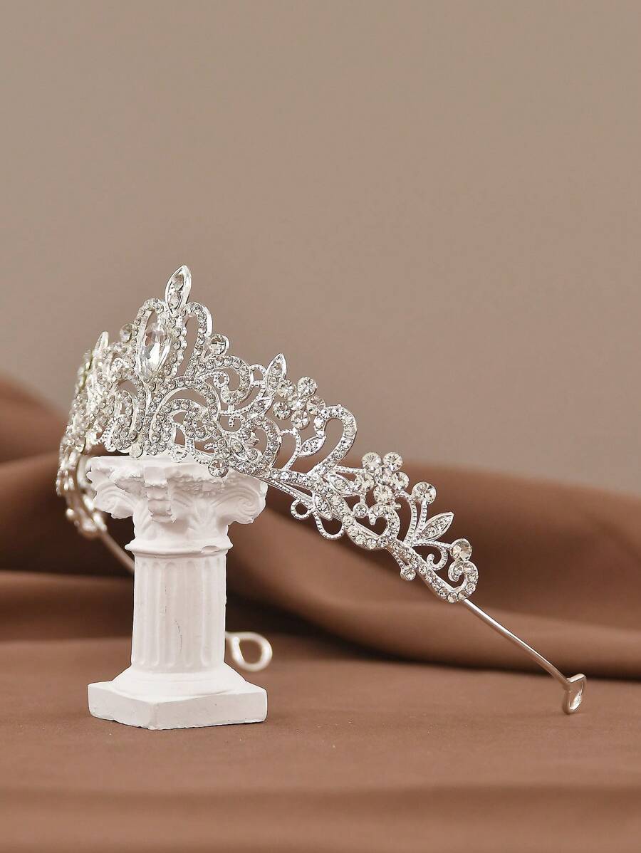 1個 ブライダルクラウン 花嫁冠婚葬祭ティアラヘッドバンド、クリスマス、ハロウィン、誕生日パーティーのアクセサリー